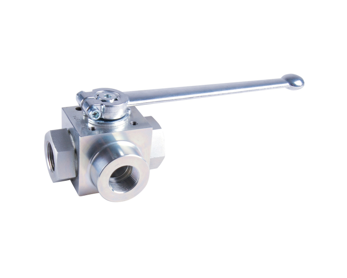 Carbon steel ball valve 721ZA 3 way L-port BSP high pressure + ISO pad 3/4''